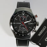 Citizen Eco Drive Black Dial Leather Strap Chronograph Watch CA7010-19E - Chronobuy