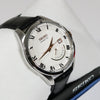 Seiko Kinetic Men's White Dial Black Leather Strap Watch SRN073P1