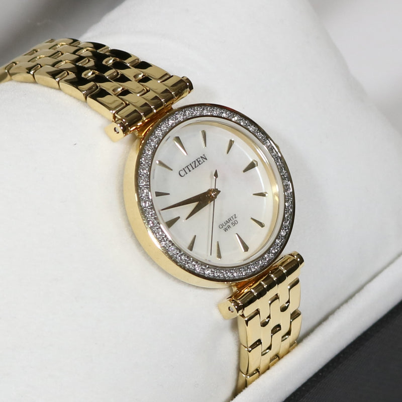 Citizen Quartz Gold Tone Mother Of Pear Dial Women's Dress Watch ER0212-50Y