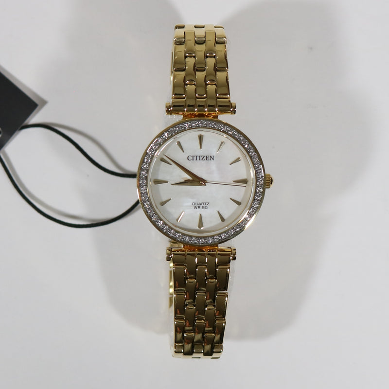 Citizen Quartz Gold Tone Mother Of Pear Dial Women's Dress Watch ER0212-50Y