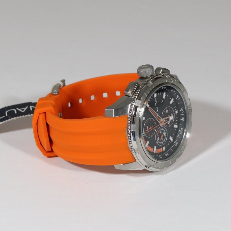 Nautica Quartz Men's Sports Chronograph Orange Rubber Strap Watch A18723G