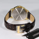 Citizen Men's Quartz Gold Tone Brown Leather Strap Watch BF2013-05P - Chronobuy