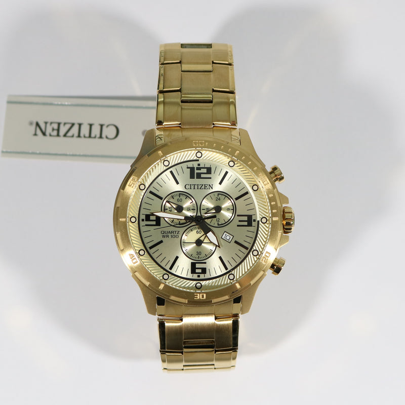 Citizen Gold Tone Men's Chronograph Gold Dial Watch AN7122-81P - Chronobuy