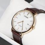 Citizen Eco Drive Elegant Gentleman's White Dial Brown Strap Watch AU1083-13A - Chronobuy