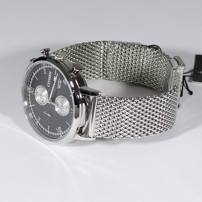 Citizen Quartz Black Dial Chronograph Mesh Bracelet Men's Watch AN3610-80E - Chronobuy