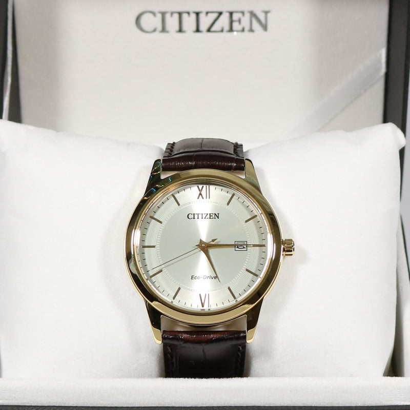 Citizen Eco Drive Men's Gold Tone Silver Dial Watch AW1232-12A - Chronobuy