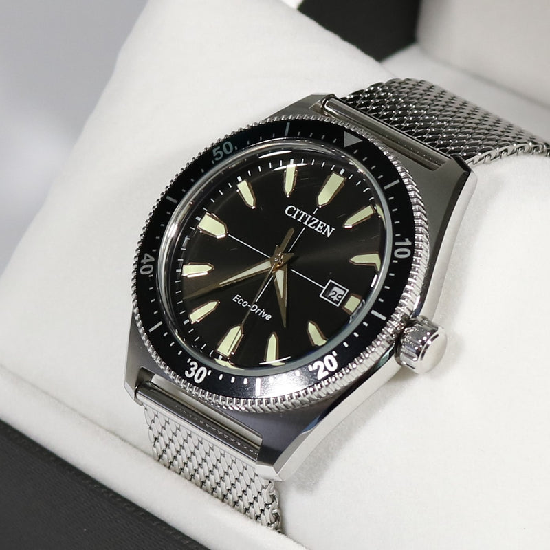 Citizen Eco Drive Brycen Mesh Bracelet Black Dial Men s Watch