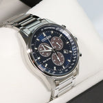 Citizen Eco-Drive Chronograph Blue Dial Stainless Steel Men's Watch AT2390-82L