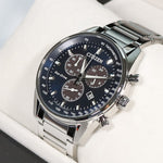 Citizen Eco-Drive Chronograph Blue Dial Stainless Steel Men's Watch AT2390-82L