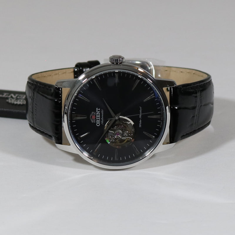 Orient Open Heart Black Dial Automatic Men's Leather Strap Watch FAG02004B0