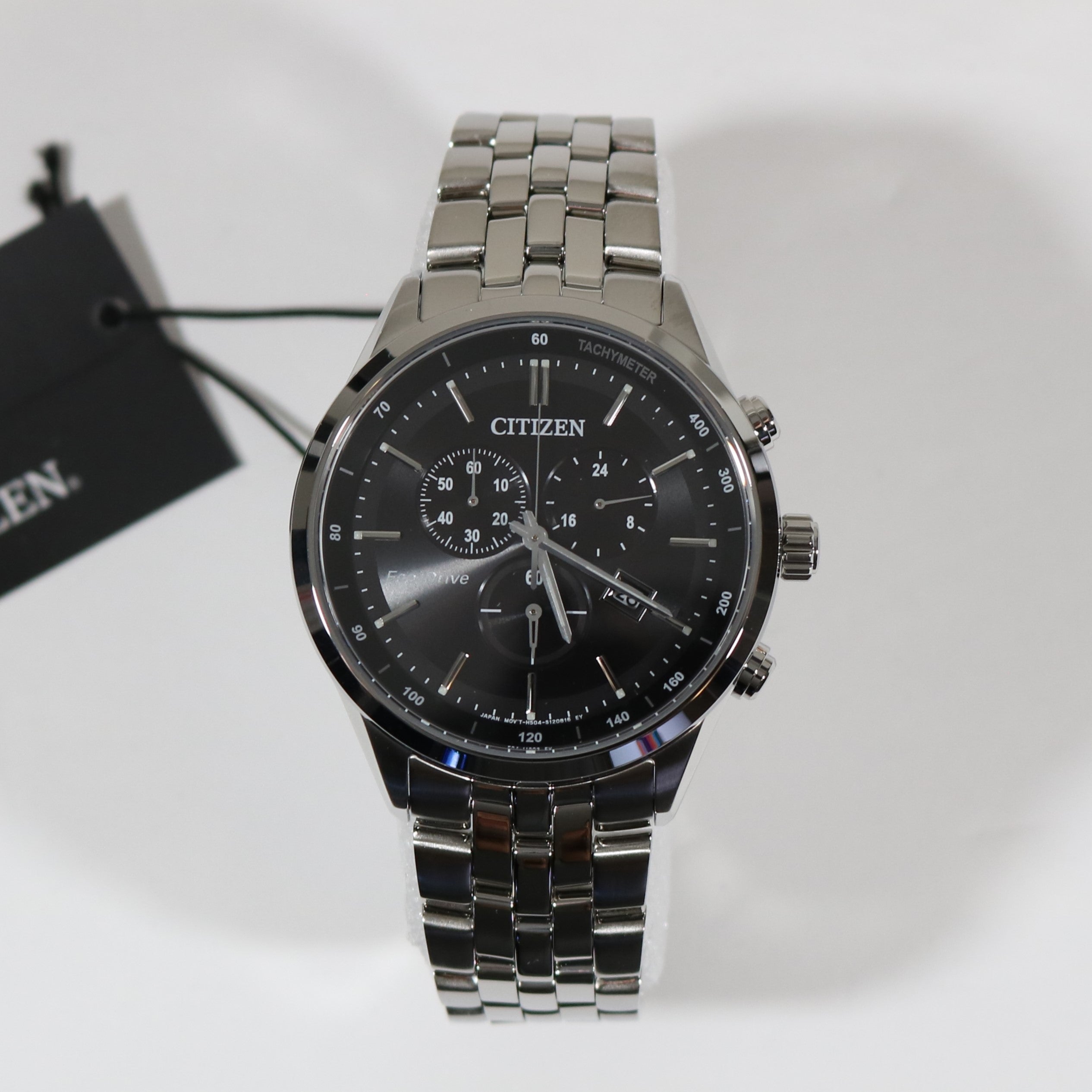 Citizen Eco Drive Black Dial Chronograph Stainless Steel Men's Watch AT2141-87E
