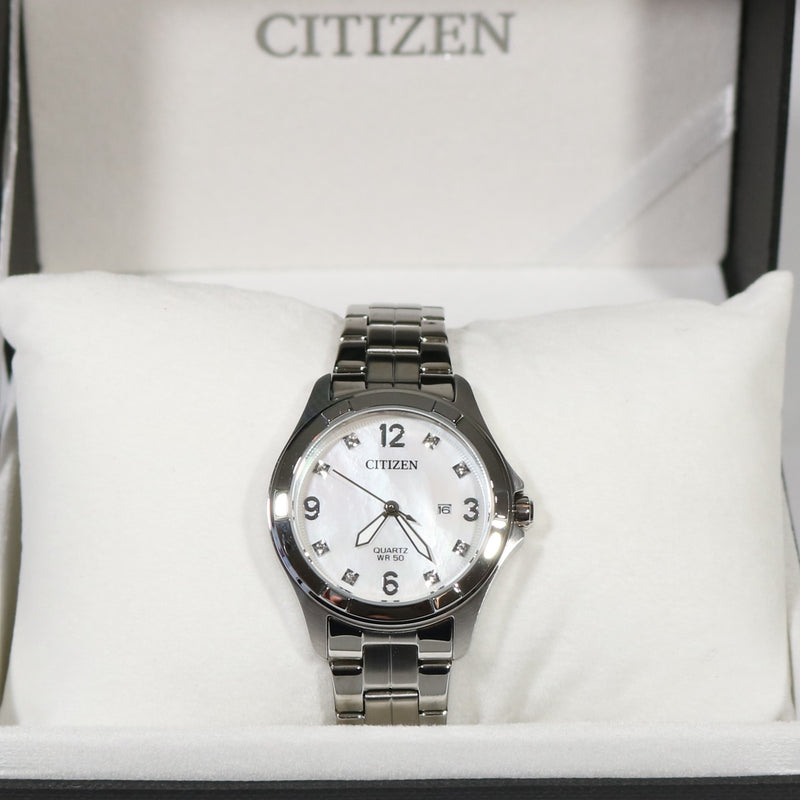 Citizen Women's Mother Of Pearl Quartz Stainless Steel Watch EU6080-58D