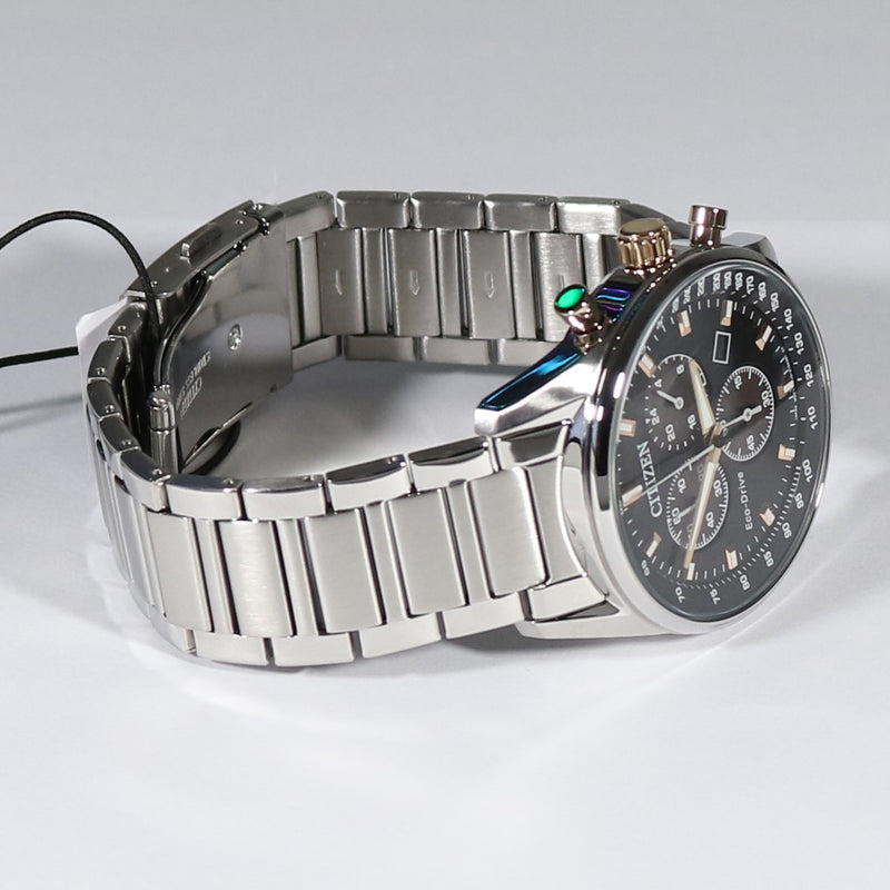 Citizen Eco-Drive Chronograph Black Dial Stainless Steel Men's Watch AT2396-86E