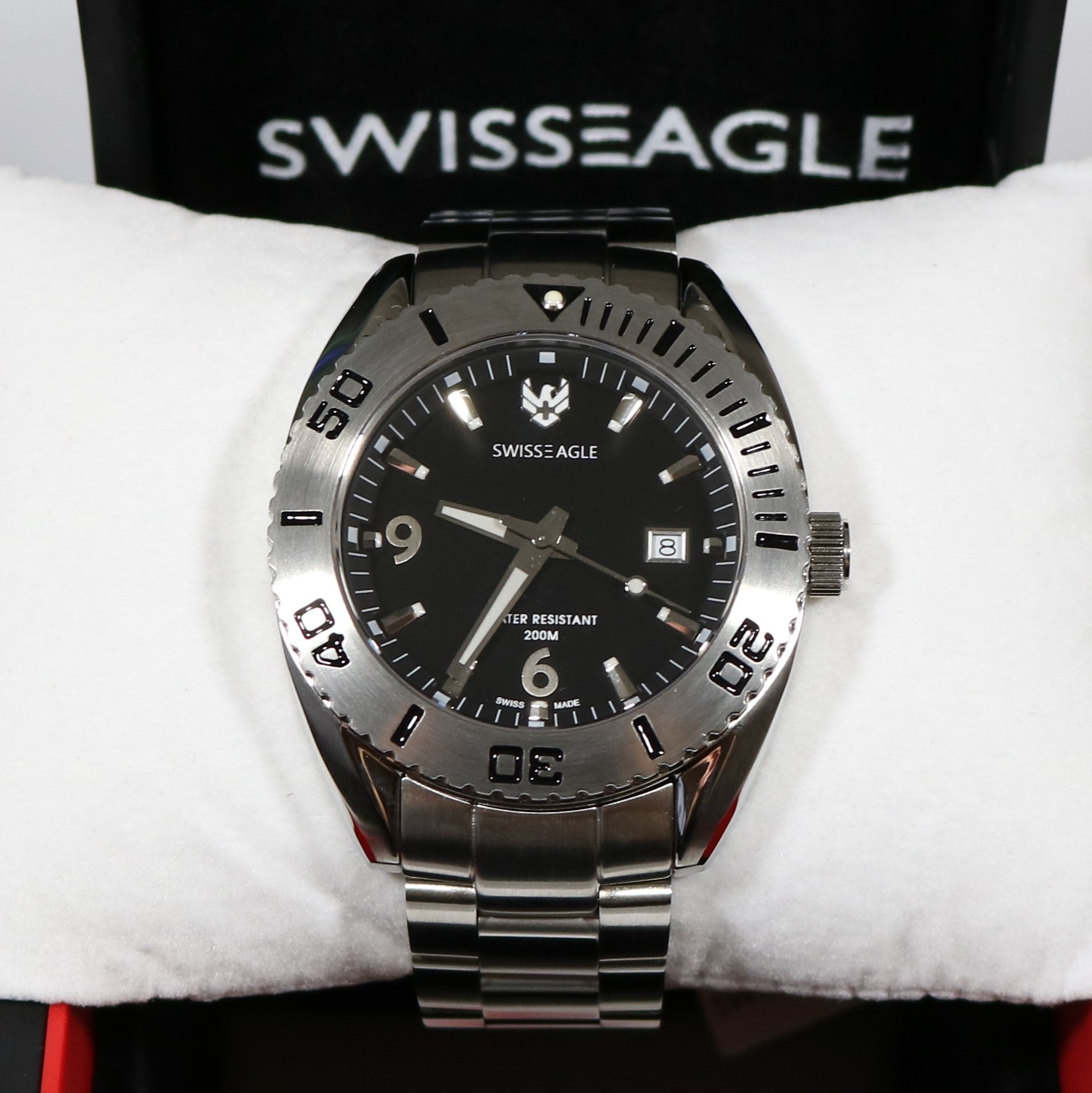 Swiss Eagle Men"s Dive Torpedo Black Dial Watch SE-9015-11 - Chronobuy
