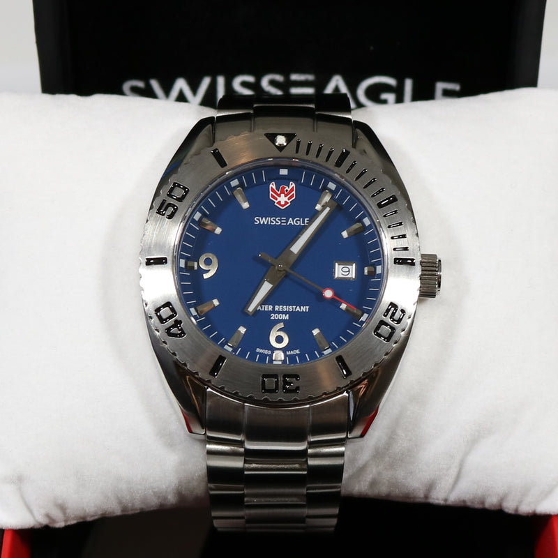 Swiss Eagle Men"s Dive Torpedo Blue Dial Watch SE-9015-33 - Chronobuy