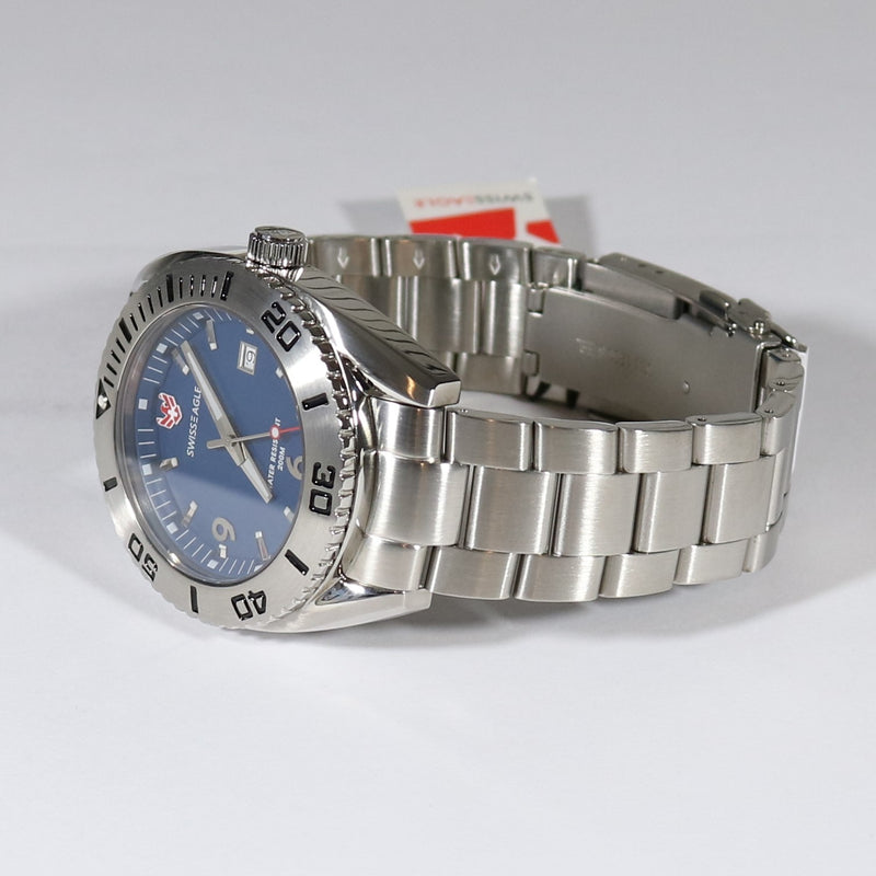 Swiss Eagle Men"s Dive Torpedo Blue Dial Watch SE-9015-33 - Chronobuy