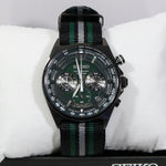 Seiko Quartz Men's Green Dial Chronograph Nylon Strap Watch SSB411P1