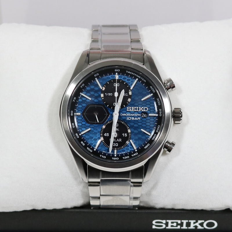Seiko Prospex Solar Chronograph Stainless Steel Blue Dial Men's Watch SSC801P1