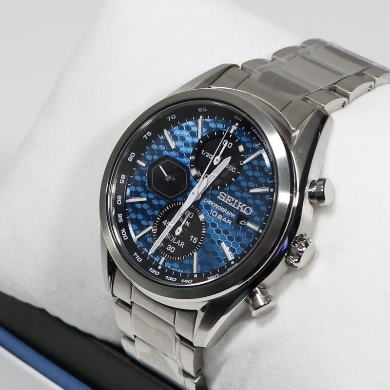 Seiko Prospex Solar Chronograph Stainless Steel Blue Dial Men\'s Watch –  Chronobuy | Solaruhren