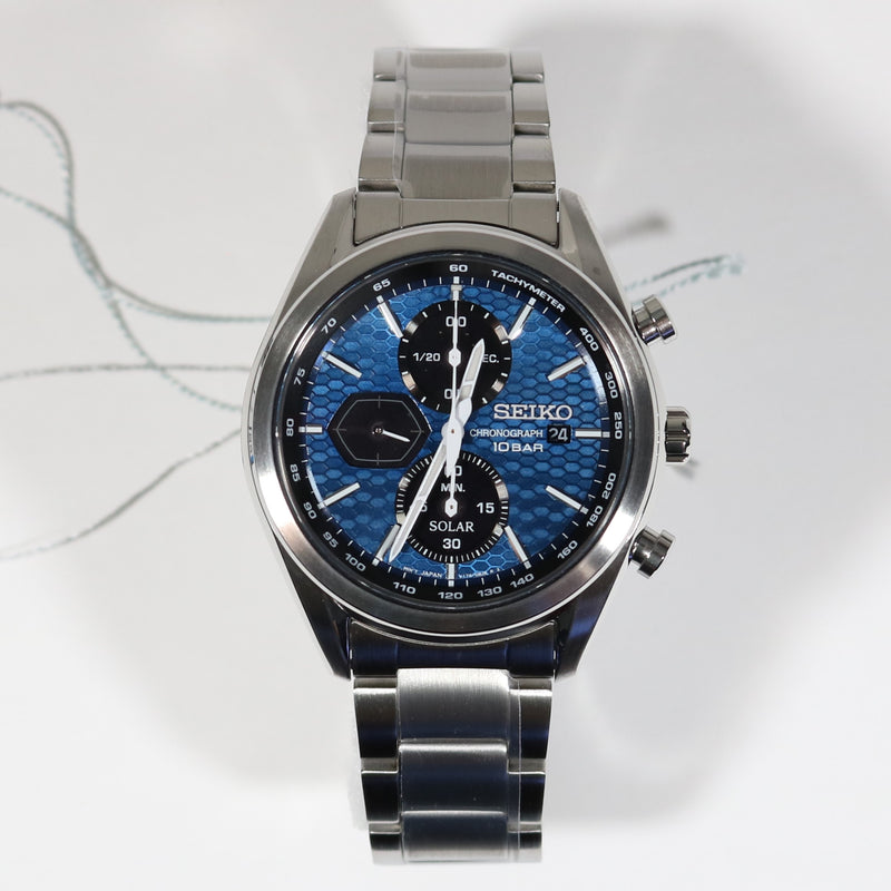 Seiko Prospex Solar Chronograph Stainless Steel Blue Dial Men's Watch SSC801P1