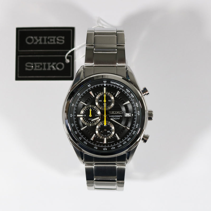 Seiko Quartz Black Dial Men's Chronograph Watch SSB175P1