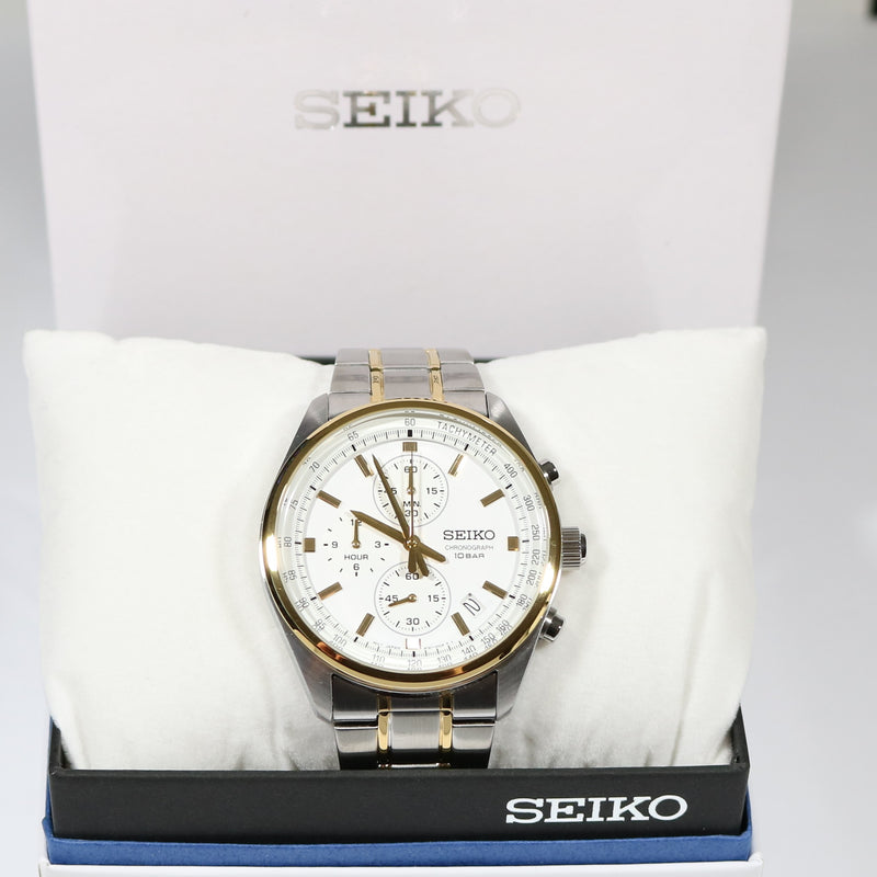 Seiko Two Tone Men's Chronograph Stainless Steel Watch SSB380P1