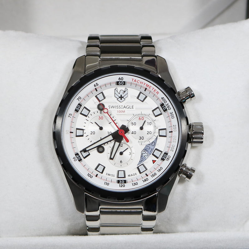 Swiss Eagle Engineer Quartz White Dial Men's Chronograph Watch SE-9062-33