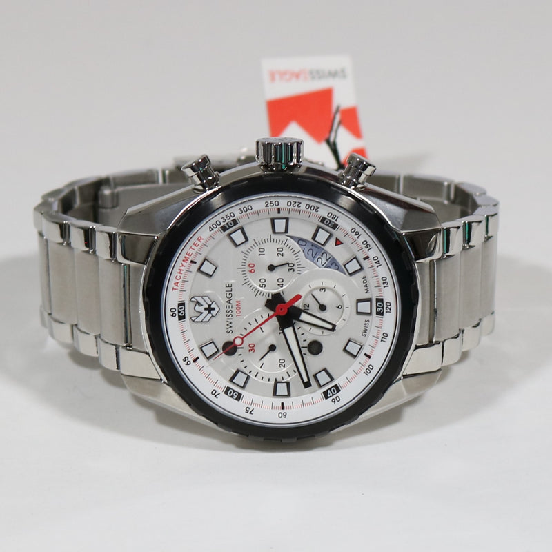 Swiss Eagle Engineer Quartz White Dial Men's Chronograph Watch SE-9062-33