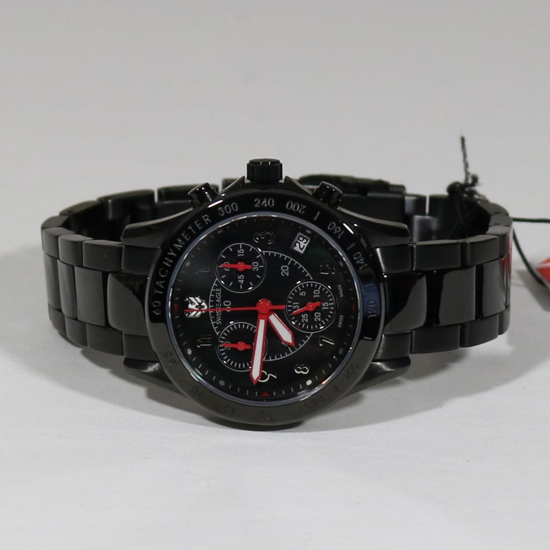 Swiss Eagle Talon Women's Black IP Steel Sports Chronograph Watch SE-6026-66