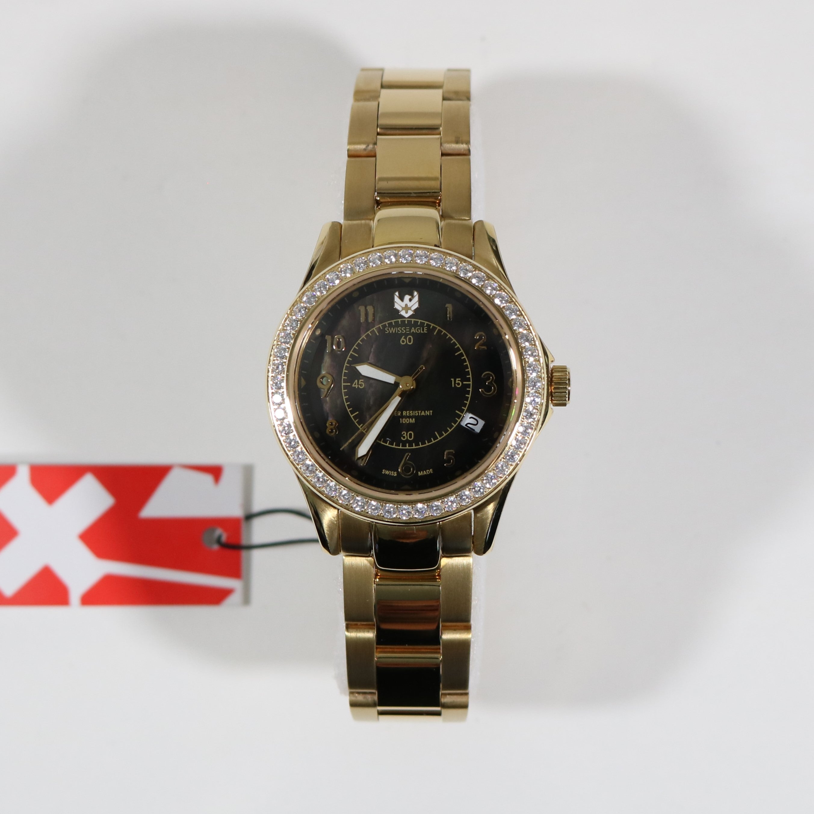 Swiss Eagle Talon Women's Gold Tone Stainless Steel Crystal Bezel Watch SE-6027-44