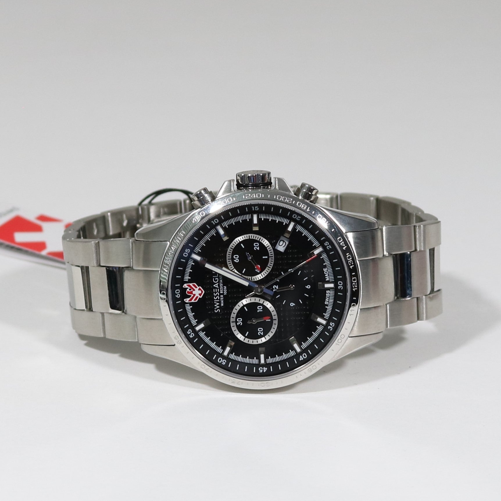 Swiss Eagle Corporal Black Dial Stainless Steel Chronograph Watch SE-9034-11