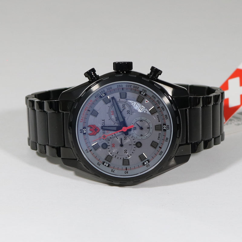 Swiss Eagle Engineer Quartz IP Black Stainless Steel Men's Chronograph Watch SE-9062-66