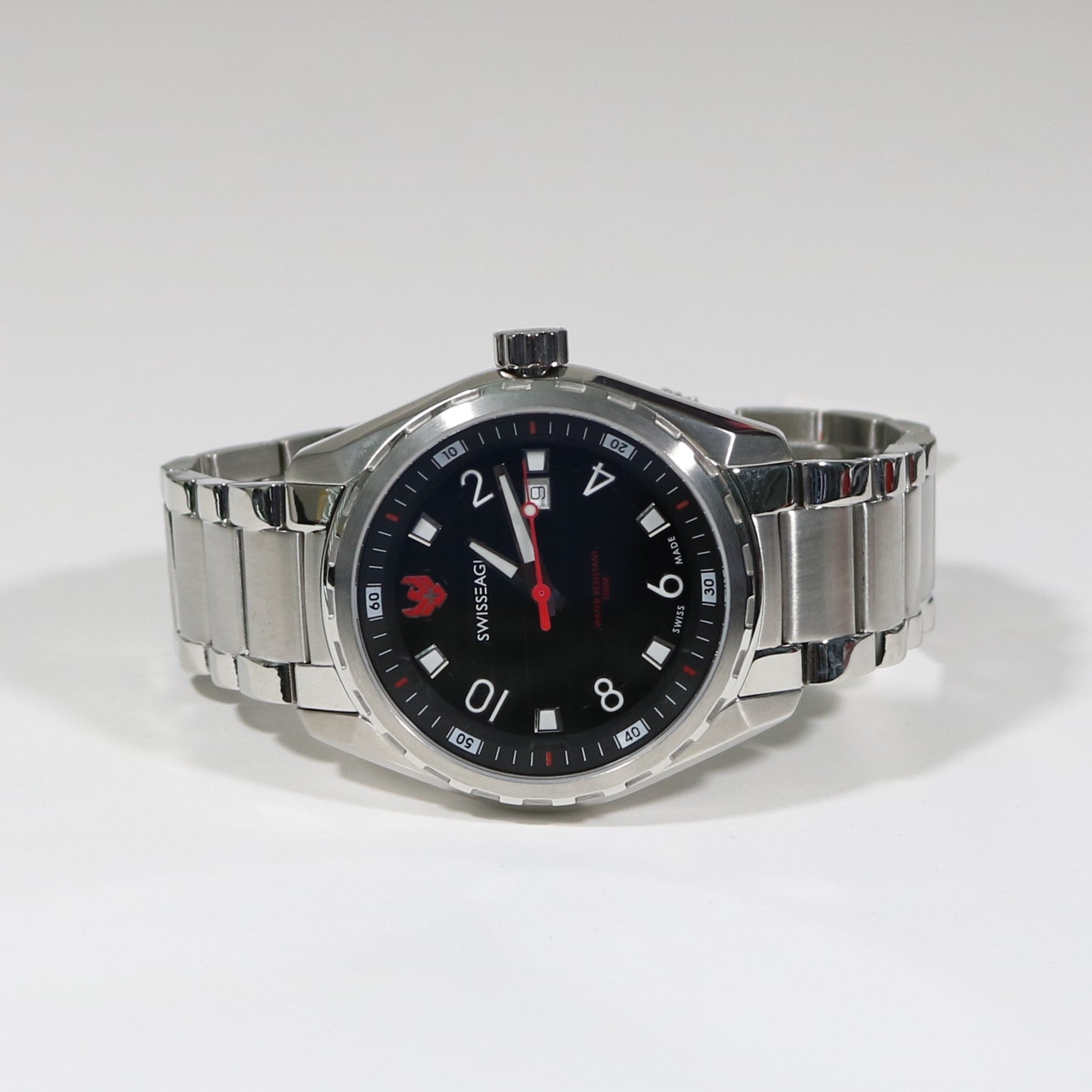 Swiss Eagle Engineer Quartz Black Dial Men's Stainless Steel Watch SE-9063-11