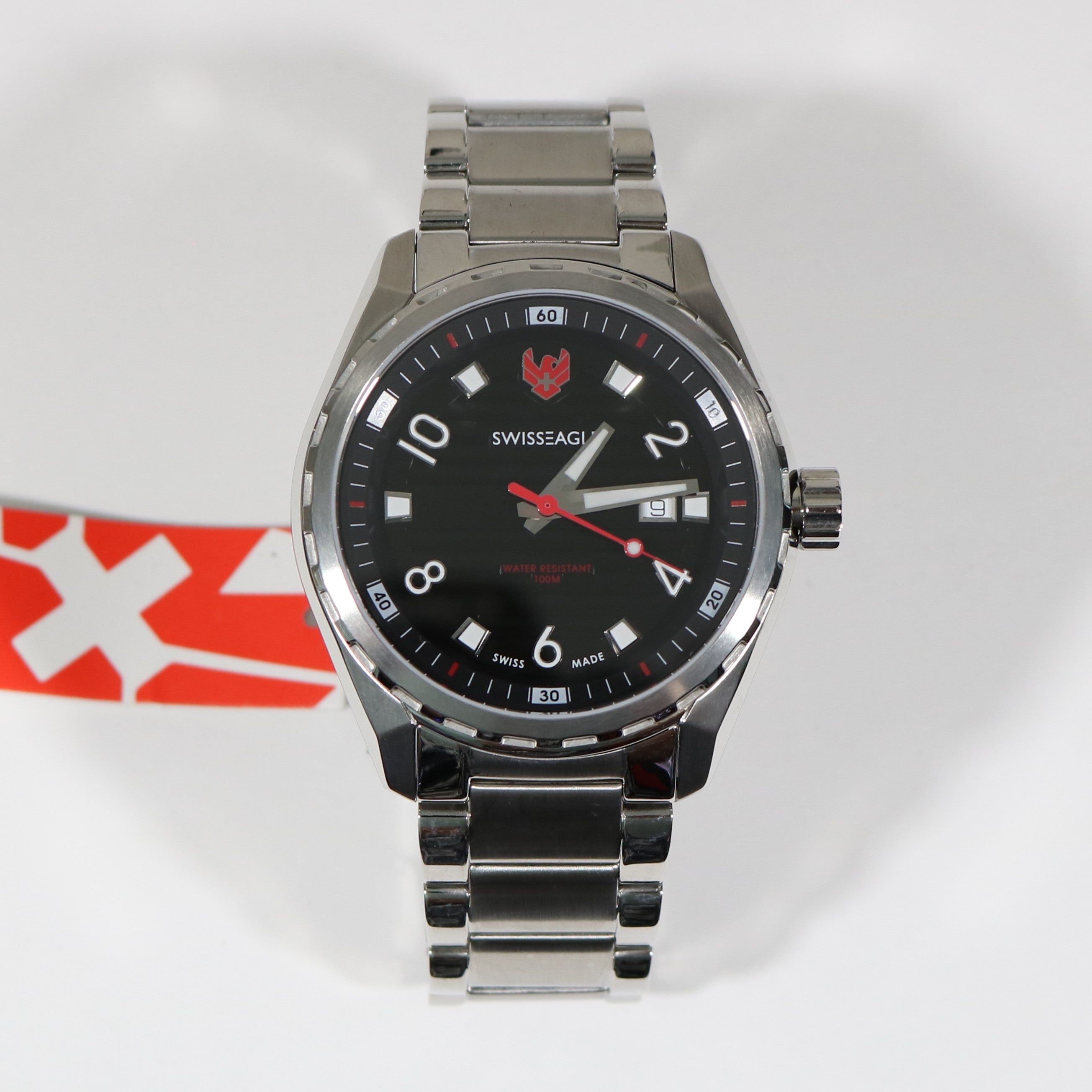 Swiss Eagle Engineer Quartz Black Dial Men's Stainless Steel Watch SE-9063-11
