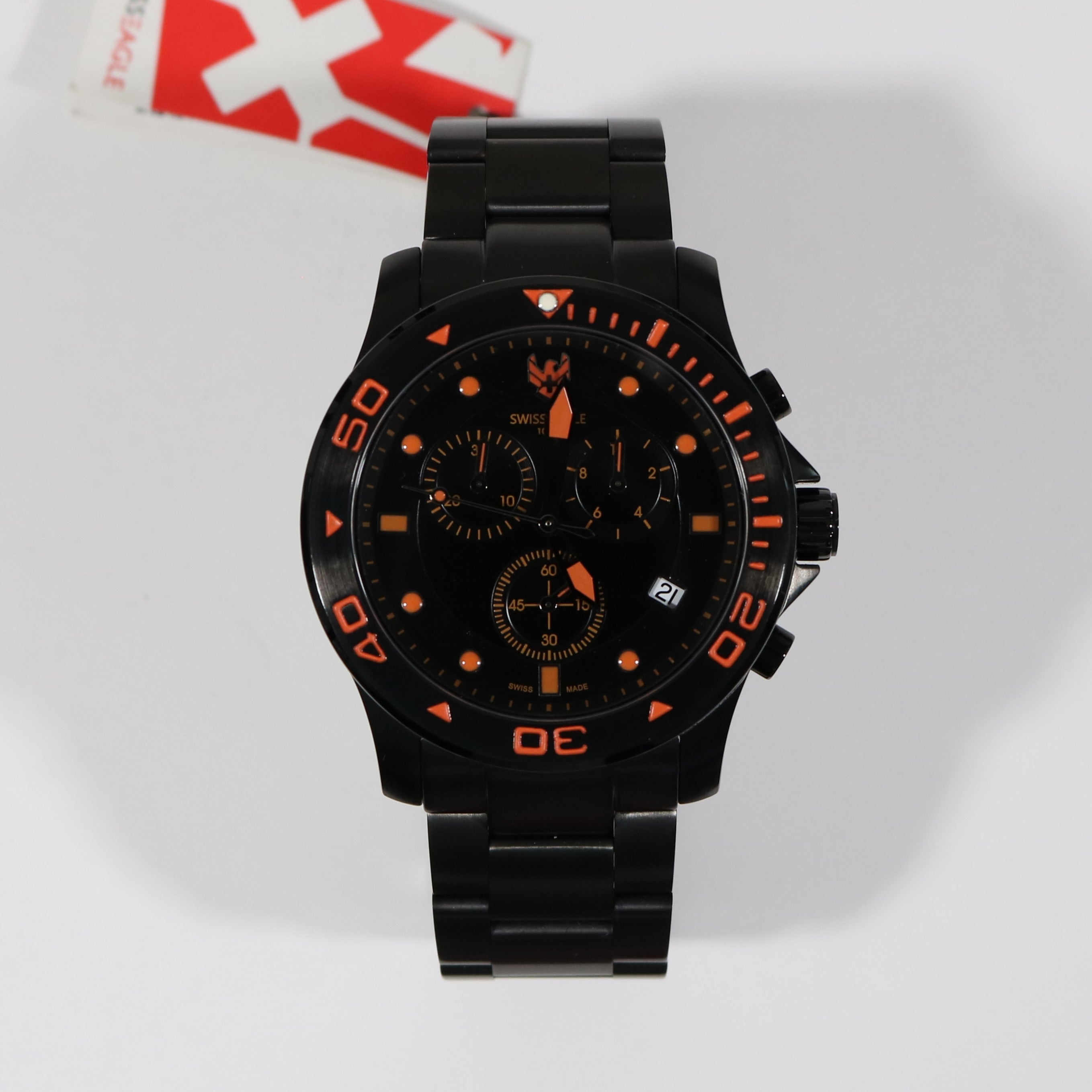 Swiss Eagle Sea Bridge Black IP Stainless Steel Chronograph Men's Watch SE-9001-55