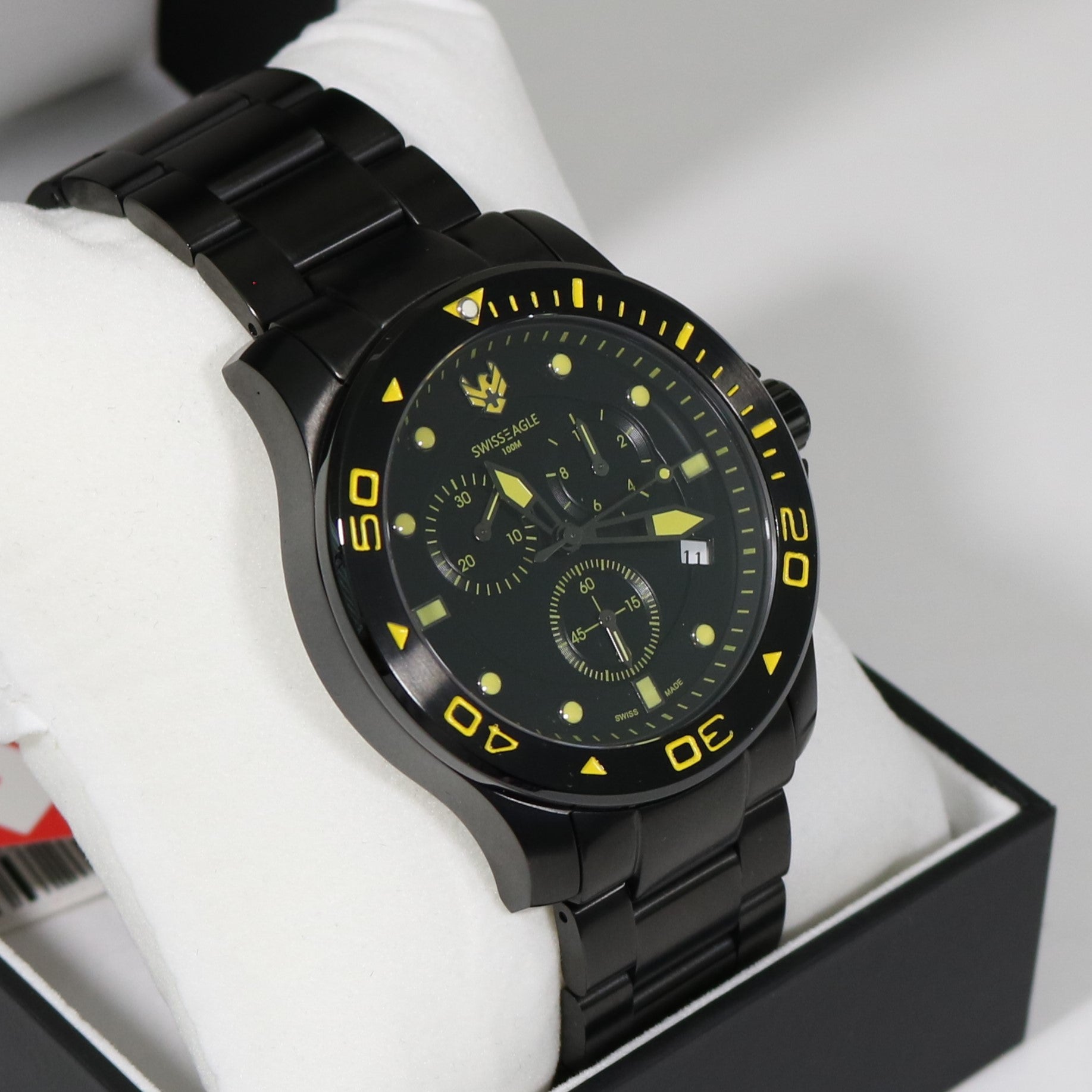 Swiss Eagle Sea Bridge Black IP Stainless Steel Chronograph Men's Watch SE-9001-66