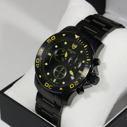 Swiss Eagle Sea Bridge Black IP Stainless Steel Chronograph Men's Watch SE-9001-66