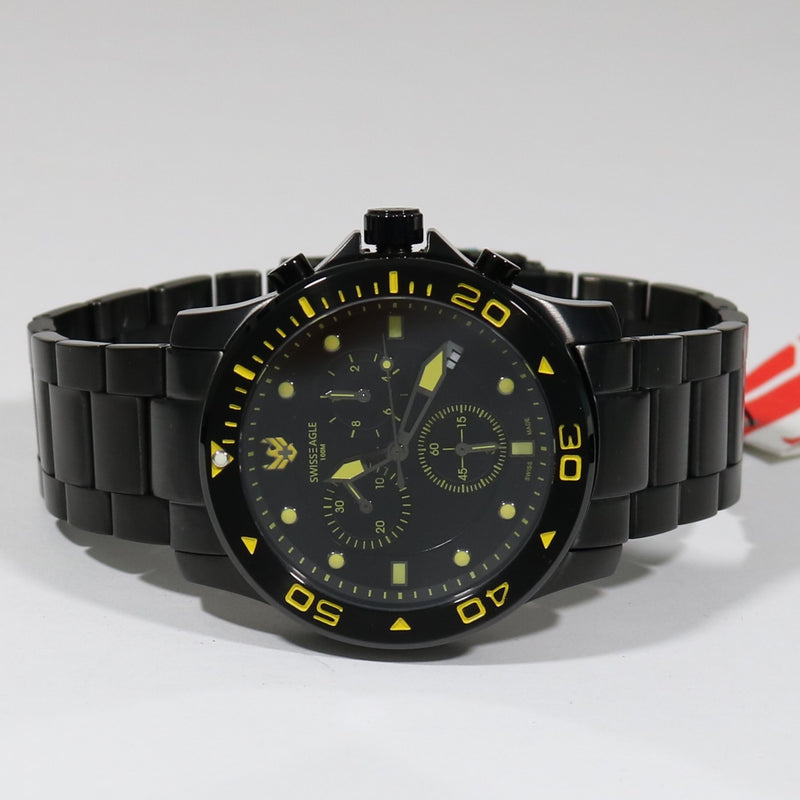 Swiss Eagle Sea Bridge Black IP Stainless Steel Chronograph Men's Watch SE-9001-66