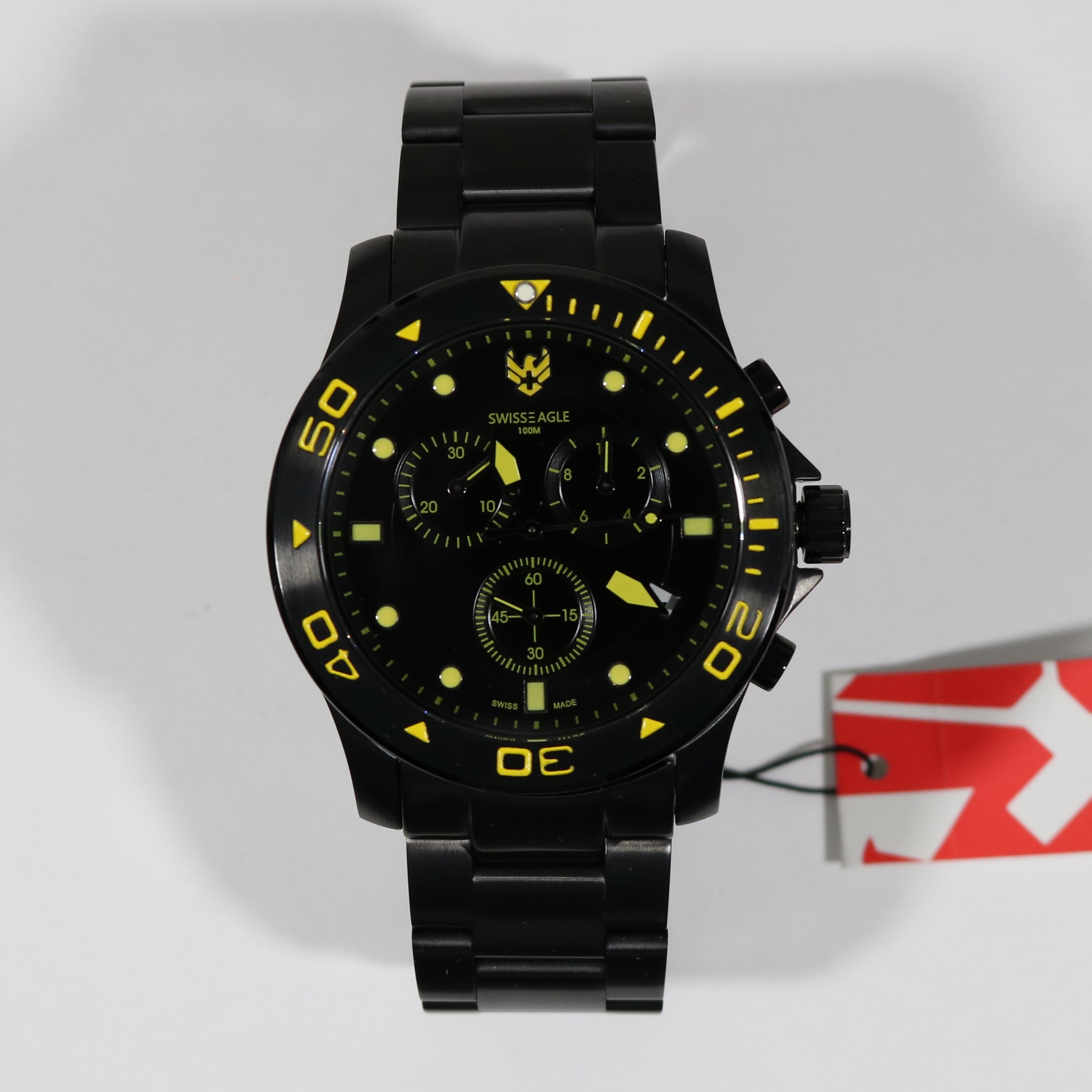 Swiss Eagle Sea Bridge Black IP Stainless Steel Chronograph Men's Watch SE-9001-66