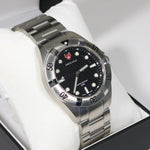 Swiss Eagle Pontoon Black Textured Dial Men's Stainless Steel Watch SE-9013-11