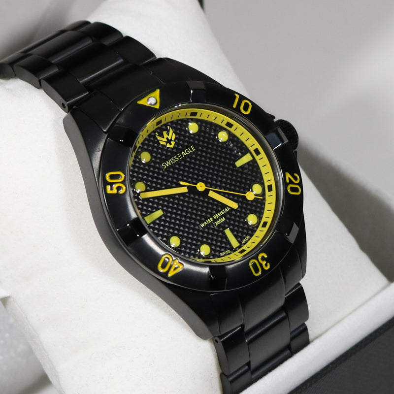 Swiss Eagle Pontoon Black IP Stainless Steel Men's Watch SE-9013-44