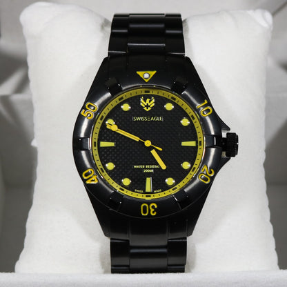 Swiss Eagle Pontoon Black IP Stainless Steel Men's Watch SE-9013-44