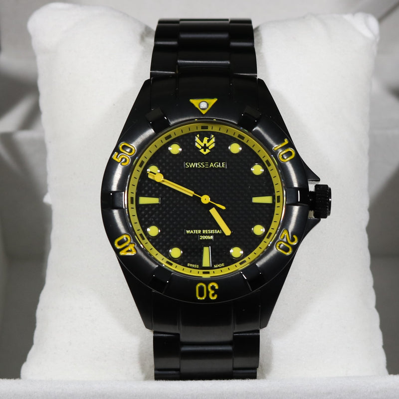 Swiss Eagle Pontoon Black IP Stainless Steel Men's Watch SE-9013-44
