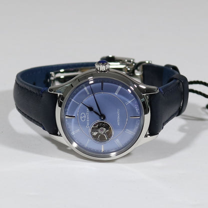 Orient Star Women's Blue Skeleton Dial Leather Strap Dress Watch RE-ND0012L00B
