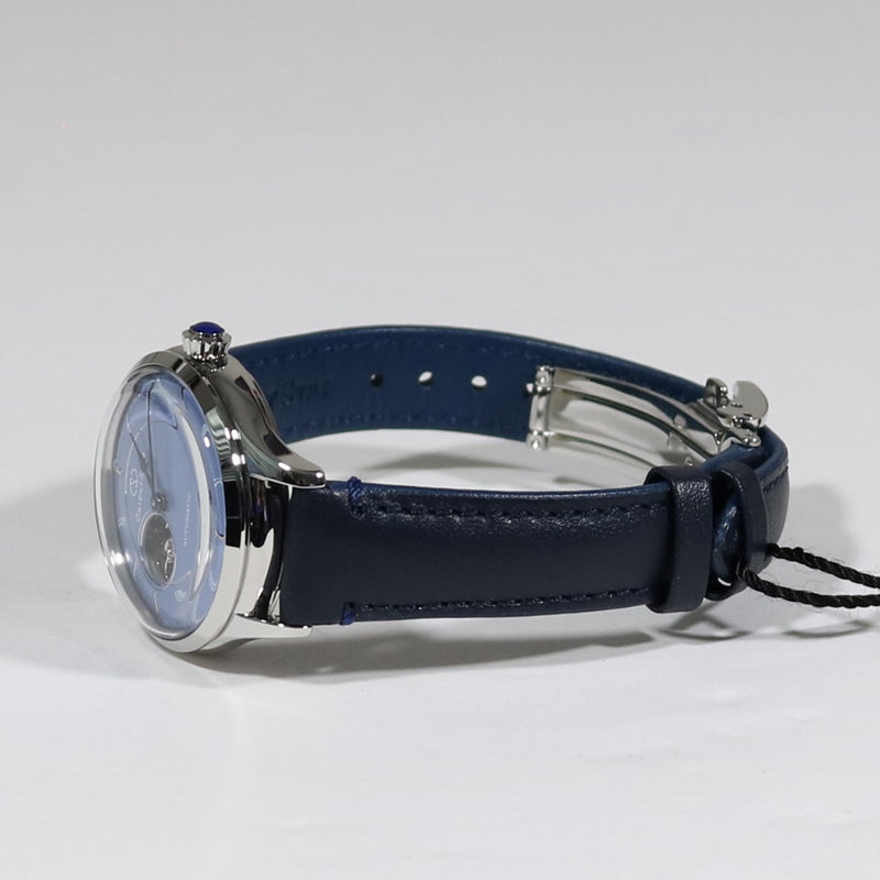 Orient Star Women's Blue Skeleton Dial Leather Strap Dress Watch RE-ND0012L00B