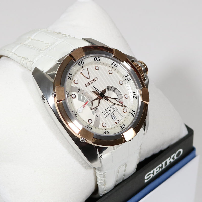 Pre Owned Seiko Velatura Direct Rose Gold Tone White Dial Watch SRH014P1
