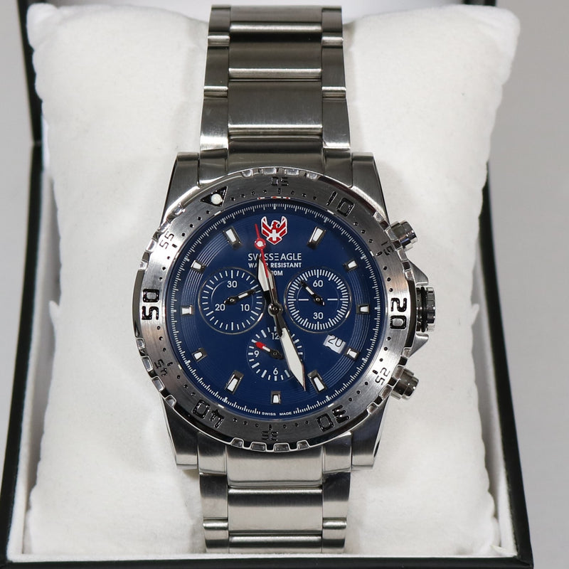 Swiss Eagle Fleet Blue Dial Chronograph Stainless Steel Men's Watch SE-9008-33