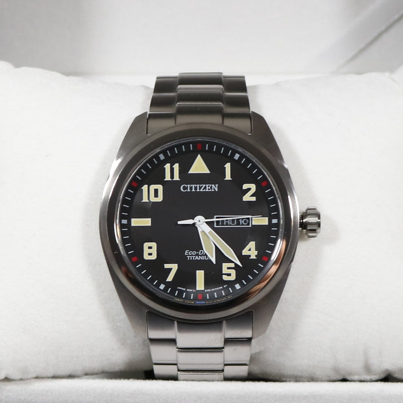 Citizen Eco-Drive Super Titanium Black Dial Day Date Men's Watch BM8560-88EE