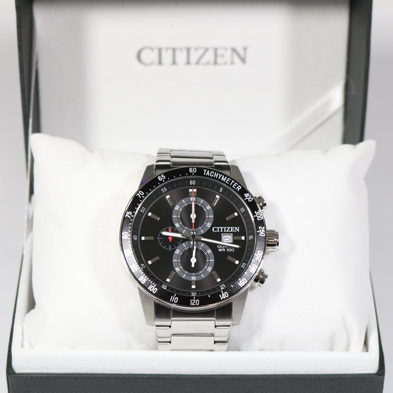 Citizen Black Dial Chronograph Men's Stainless Steel Watch AN3600-59E