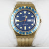 Timex Q Reissue Gold Tone Blue Dial Stainless Steel Day And Date Watch TW2U62000